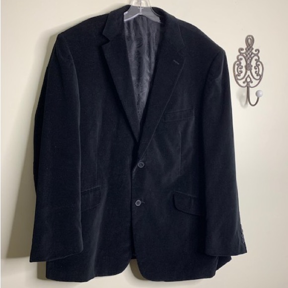 Black Velvet Vintage Sport Coat by Gianfranco Ruffini Italy Sz 48R